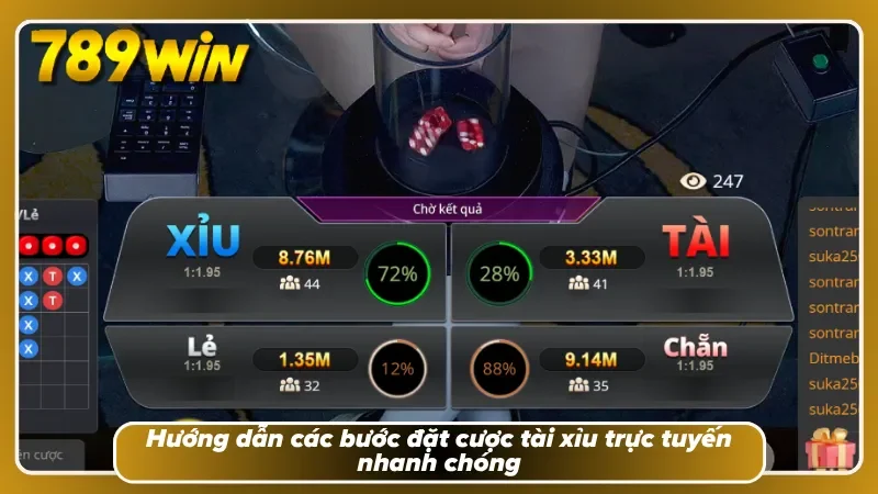 Hướng dẫn các bước đặt cược tài xỉu trực tuyến nhanh chóng